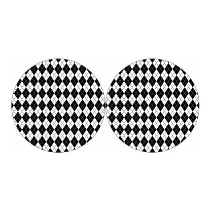 Black And White Argyle Pattern Print Car Coasters