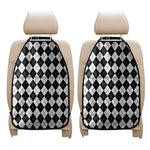 Black And White Argyle Pattern Print Car Seat Organizers
