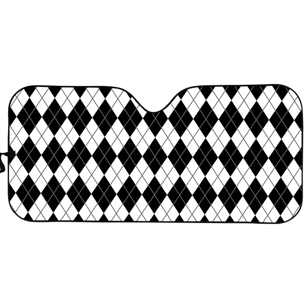 Black And White Argyle Pattern Print Car Sun Shade