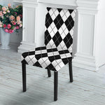 Black And White Argyle Pattern Print Dining Chair Slipcover