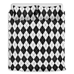 Black And White Argyle Pattern Print Duvet Cover Bedding Set