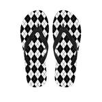 Black And White Argyle Pattern Print Flip Flops