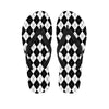 Black And White Argyle Pattern Print Flip Flops