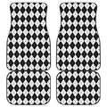 Black And White Argyle Pattern Print Front and Back Car Floor Mats