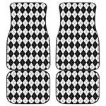 Black And White Argyle Pattern Print Front and Back Car Floor Mats