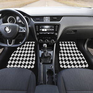 Black And White Argyle Pattern Print Front and Back Car Floor Mats