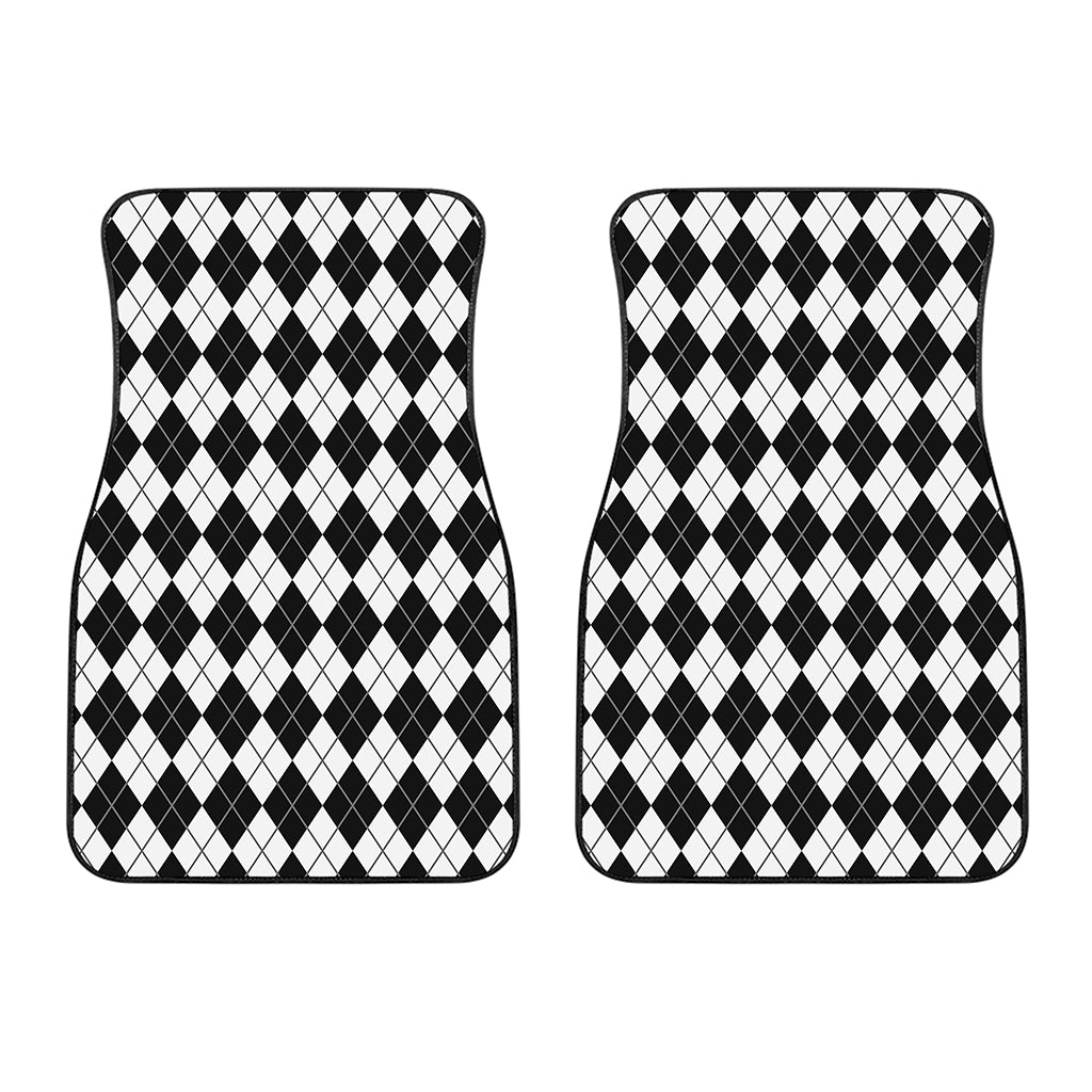 Black And White Argyle Pattern Print Front Car Floor Mats