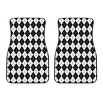 Black And White Argyle Pattern Print Front Car Floor Mats