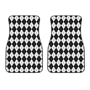 Black And White Argyle Pattern Print Front Car Floor Mats