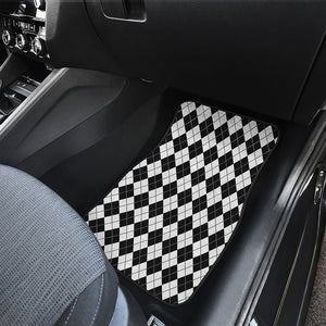 Black And White Argyle Pattern Print Front Car Floor Mats