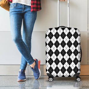 Black And White Argyle Pattern Print Luggage Cover