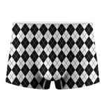 Black And White Argyle Pattern Print Men's Boxer Briefs