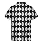 Black And White Argyle Pattern Print Men's Short Sleeve Shirt