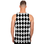 Black And White Argyle Pattern Print Men's Tank Top