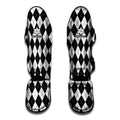 Black And White Argyle Pattern Print Muay Thai Shin Guards