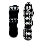 Black And White Argyle Pattern Print Muay Thai Shin Guard