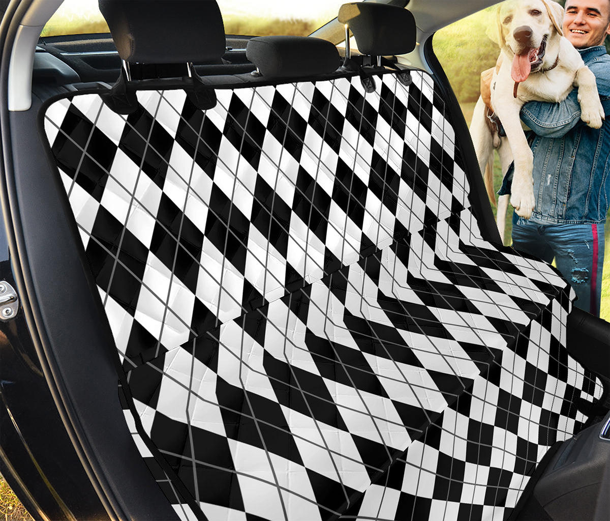 Black And White Argyle Pattern Print Pet Car Back Seat Cover