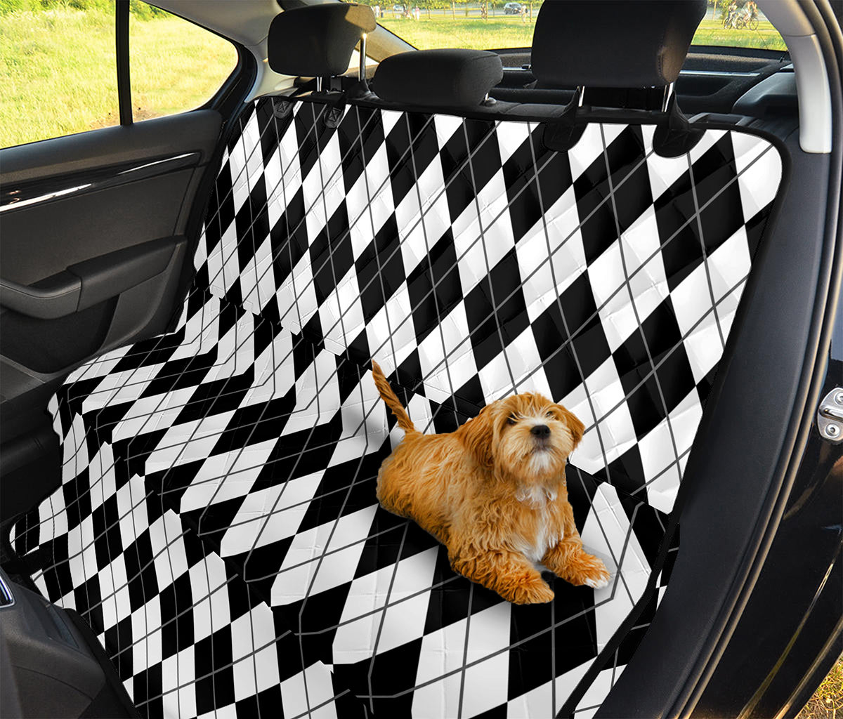 Black And White Argyle Pattern Print Pet Car Back Seat Cover