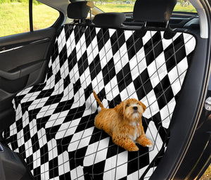 Black And White Argyle Pattern Print Pet Car Back Seat Cover