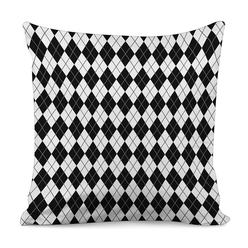 Black And White Argyle Pattern Print Pillow Cover