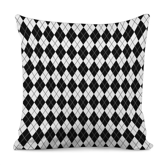 Black And White Argyle Pattern Print Pillow Cover
