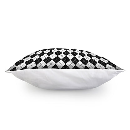 Black And White Argyle Pattern Print Pillow Cover