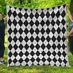 Black And White Argyle Pattern Print Quilt