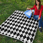 Black And White Argyle Pattern Print Quilt