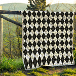 Black And White Argyle Pattern Print Quilt