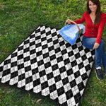Black And White Argyle Pattern Print Quilt