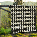 Black And White Argyle Pattern Print Quilt
