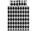 Black And White Argyle Pattern Print Quilt Bed Set