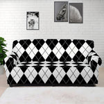 Black And White Argyle Pattern Print Sofa Cover