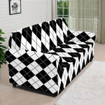 Black And White Argyle Pattern Print Sofa Cover