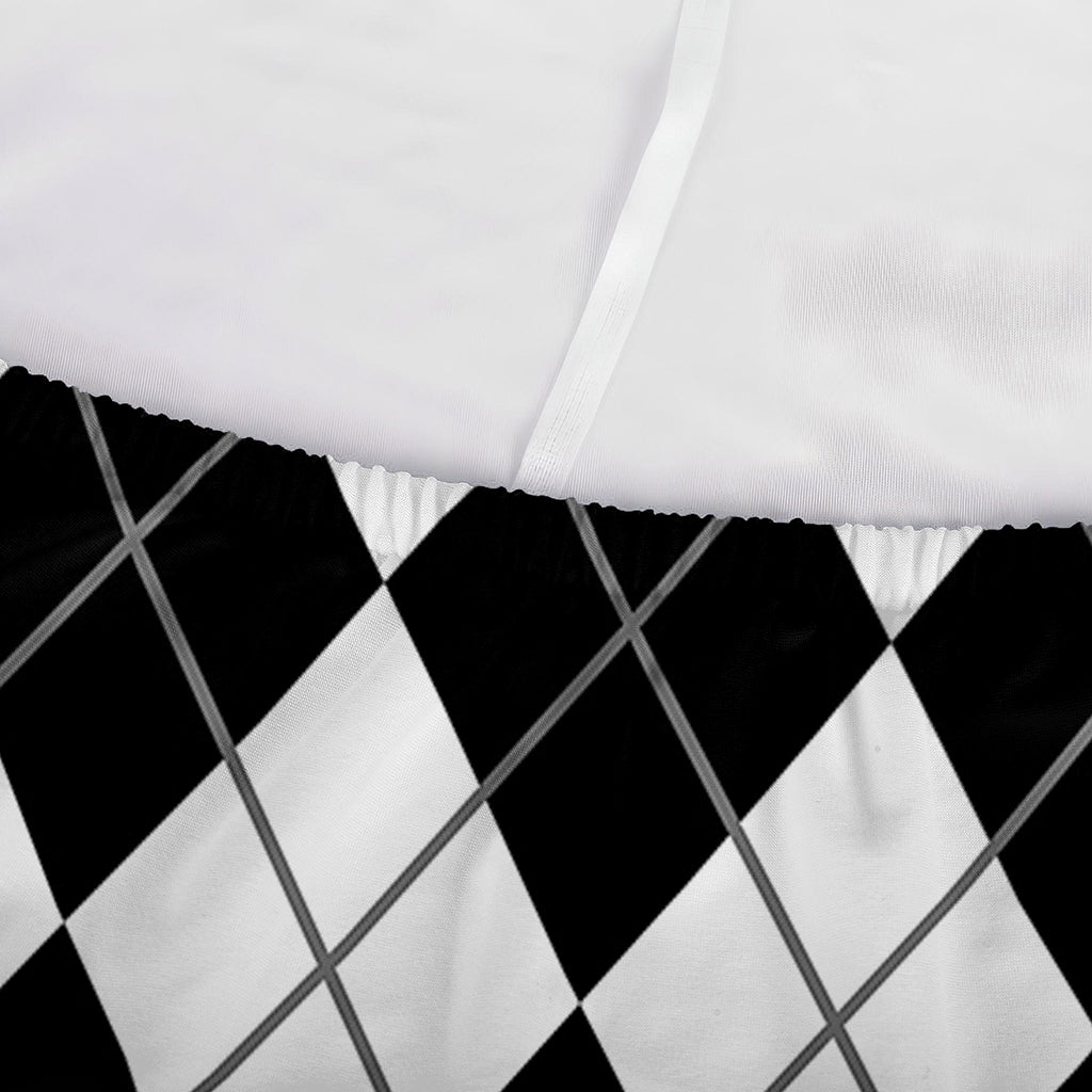 Black And White Argyle Pattern Print Sofa Cover