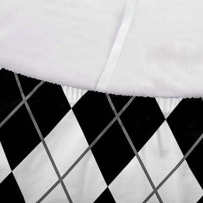 Black And White Argyle Pattern Print Sofa Cover