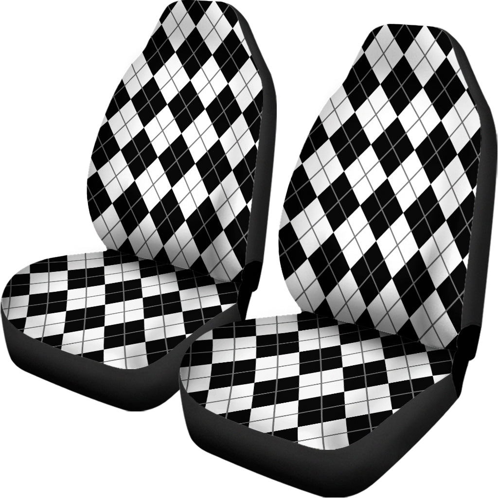 Black And White Argyle Pattern Print Universal Fit Car Seat Covers