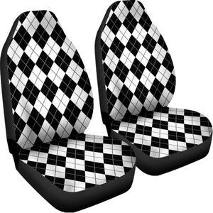 Black And White Argyle Pattern Print Universal Fit Car Seat Covers