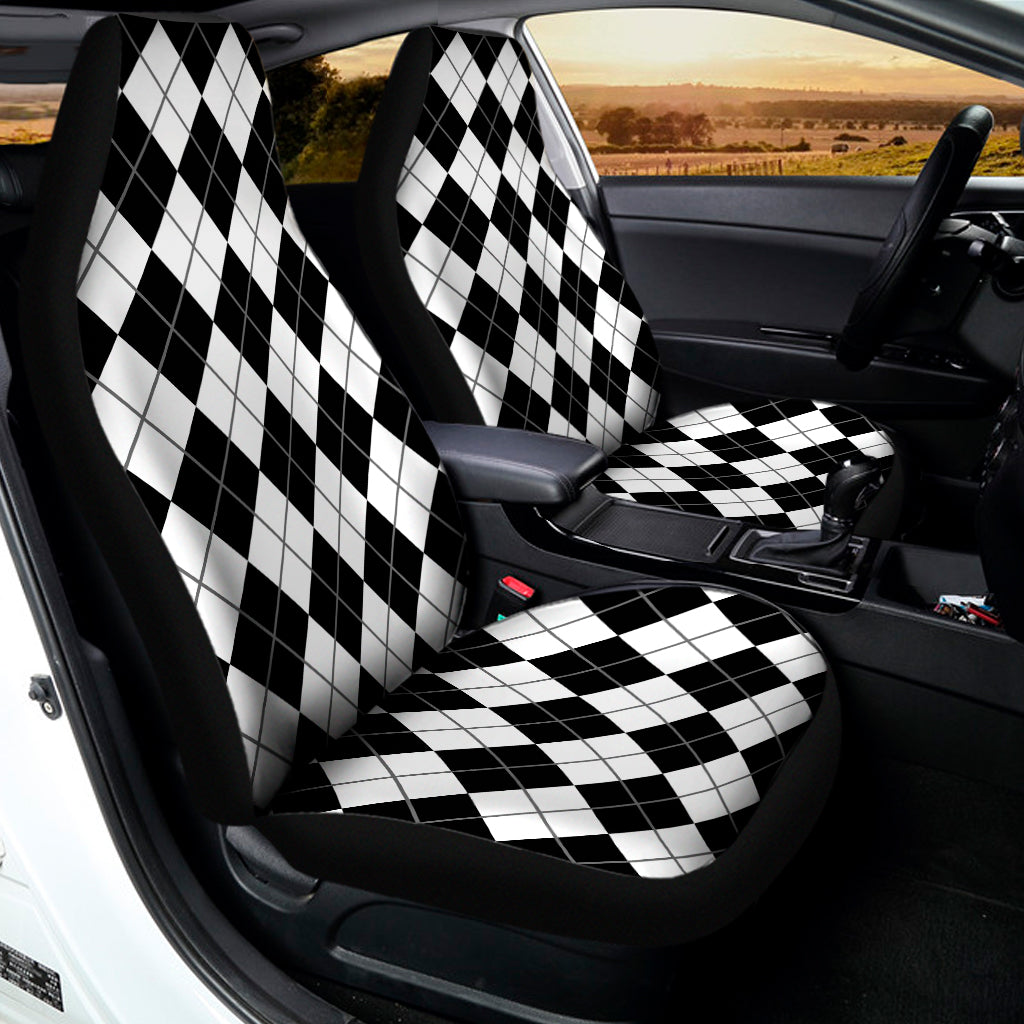 Black And White Argyle Pattern Print Universal Fit Car Seat Covers