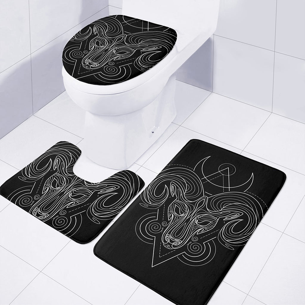 Black And White Aries Sign Print 3 Piece Bath Mat Set