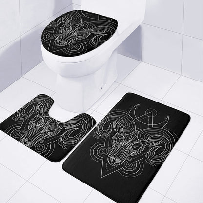 Black And White Aries Sign Print 3 Piece Bath Mat Set