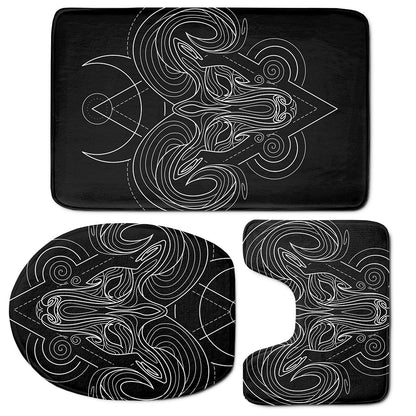 Black And White Aries Sign Print 3 Piece Bath Mat Set
