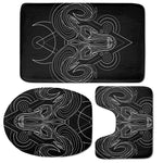 Black And White Aries Sign Print 3 Piece Bath Mat Set