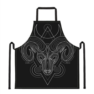 Black And White Aries Sign Print Apron