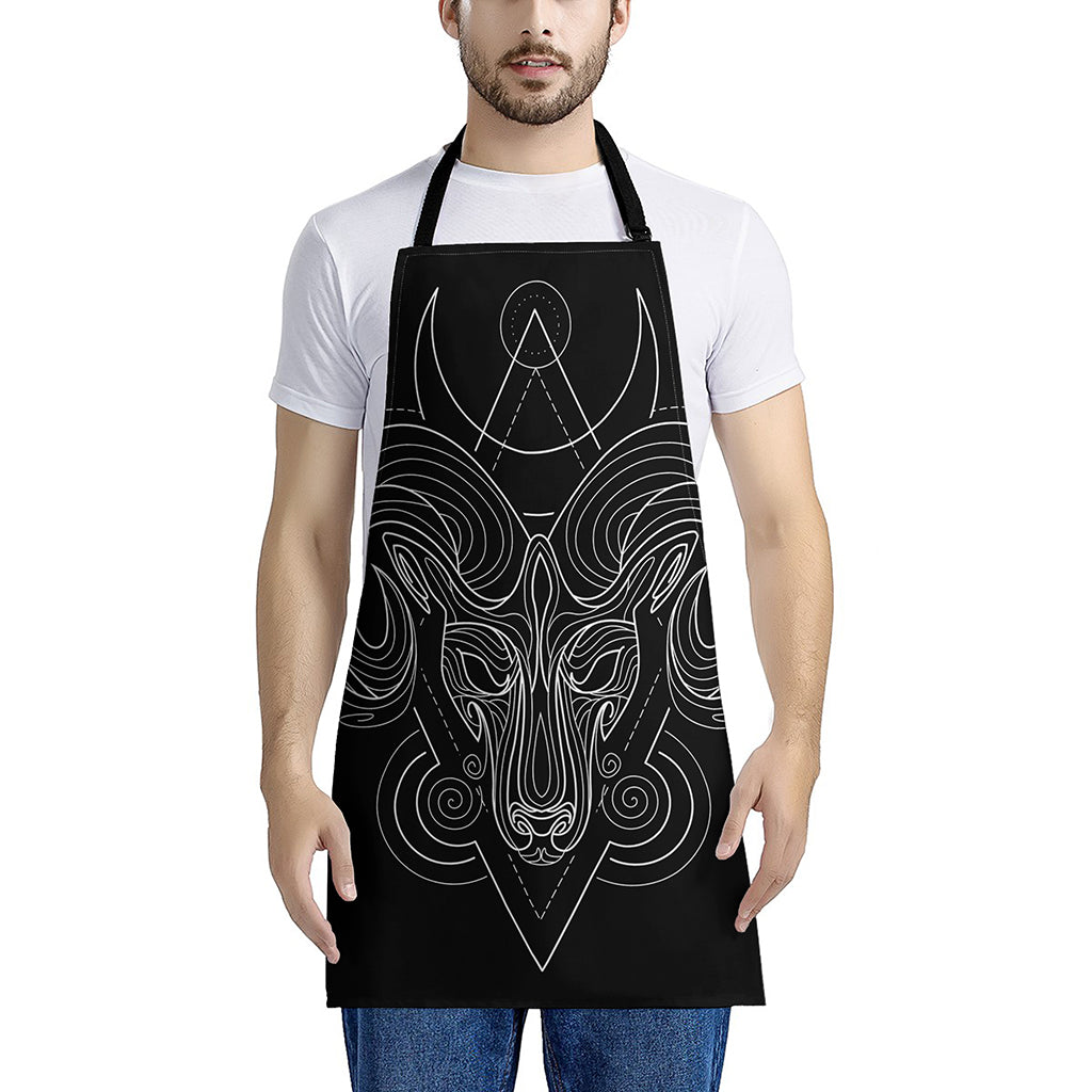 Black And White Aries Sign Print Apron