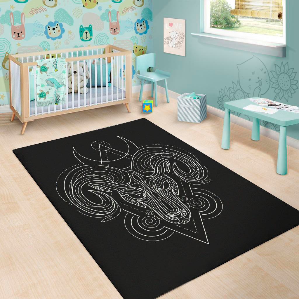 Black And White Aries Sign Print Area Rug
