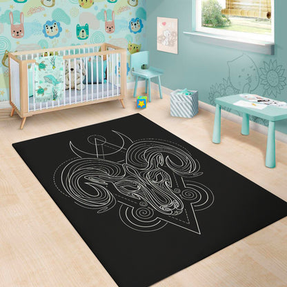 Black And White Aries Sign Print Area Rug
