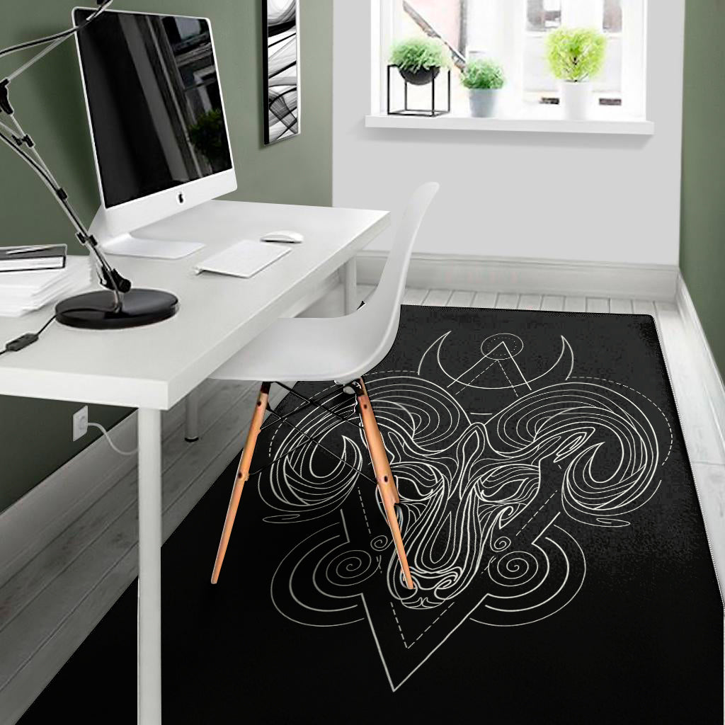 Black And White Aries Sign Print Area Rug