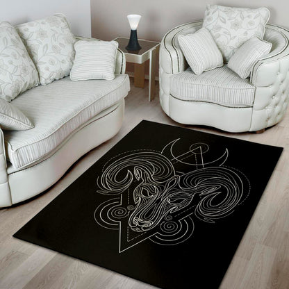 Black And White Aries Sign Print Area Rug