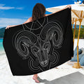 Black And White Aries Sign Print Beach Sarong Wrap